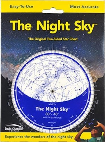 The Night Sky 30 to 40 Degrees Small Star Finder Planisphere by David S. Chandler Company