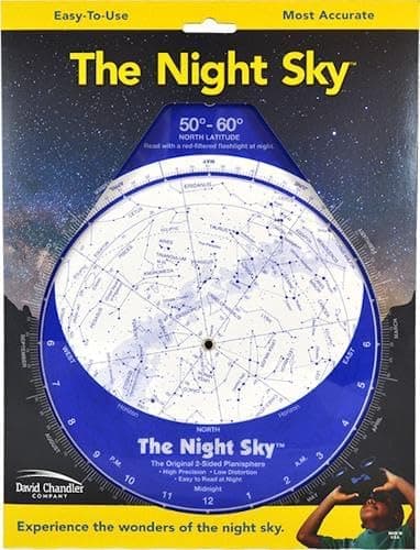 The Night Sky 50 to 60 Degrees Large Star Finder Planisphere by David Chandler Company