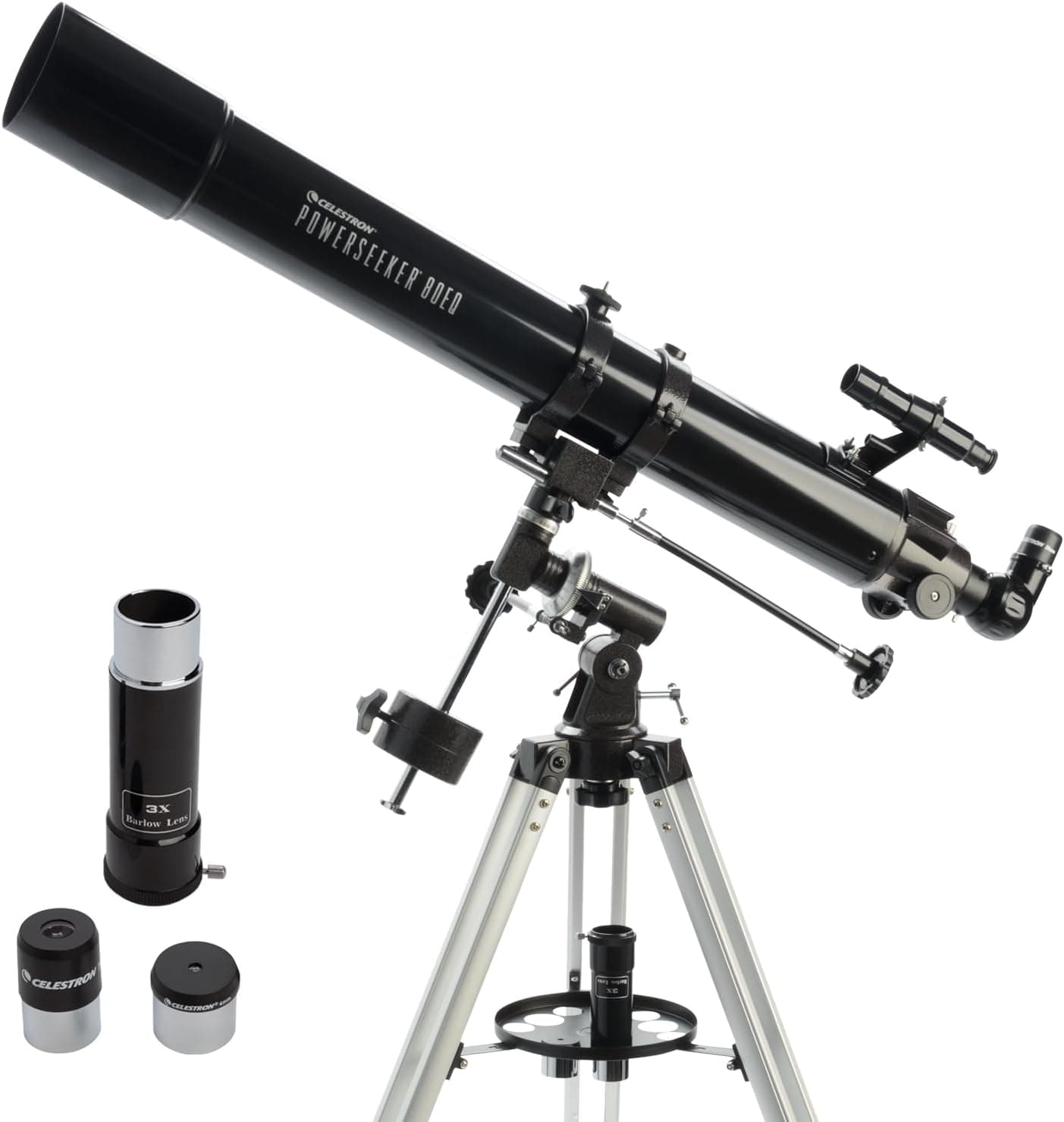 Celestron PowerSeeker 80EQ Telescope, Manual German Equatorial Telescope for Beginners, 80mm Aperture