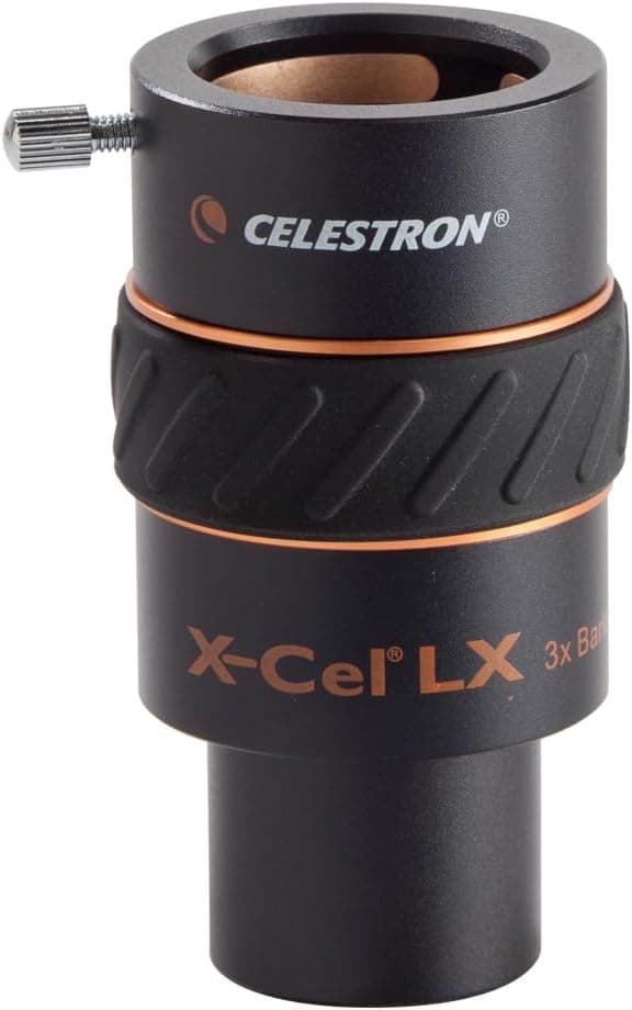 Celestron 93428 X-Cel LX 1.25 inch 3X Barlow Lens Black Triples Eyepiece Magnification