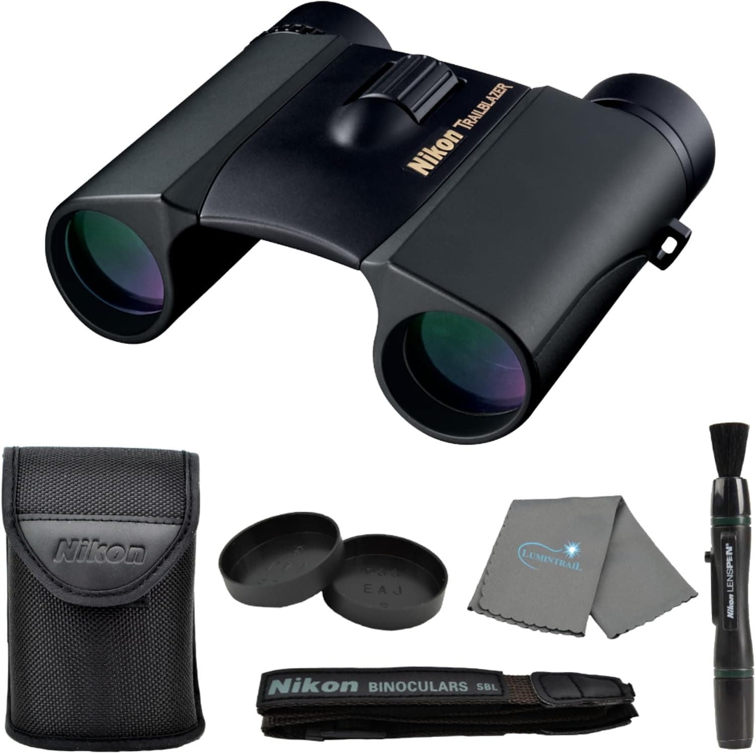 Nikon Trailblazer 10x25 ATB Black Binoculars 8218 Bundle with Lens Pen and Cloth, All-Terrain Waterproof