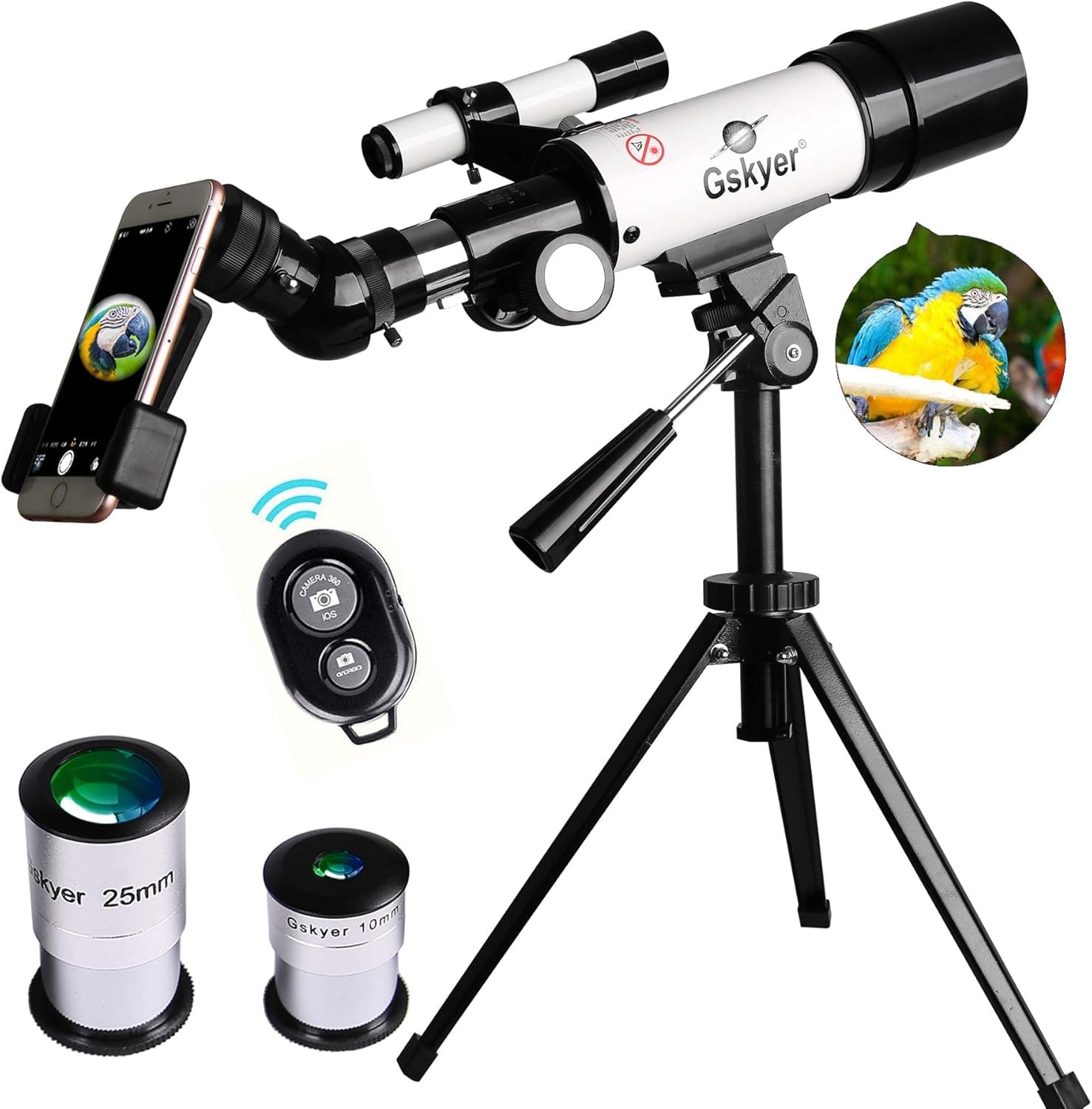Gskyer 60mm AZ Refractor Telescope, German Technology Travel Scope for Kids Beginners, Adjustable Tripod