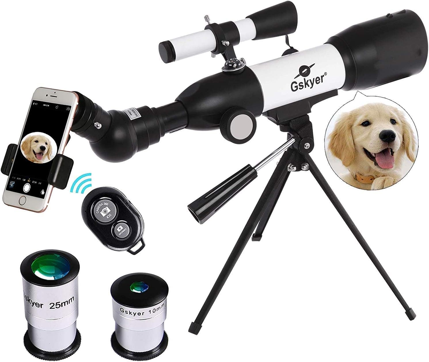 Gskyer AZ50350 German Technology Telescope, Travel Refractor Telescope for Kids, 50mm Aperture, Portable