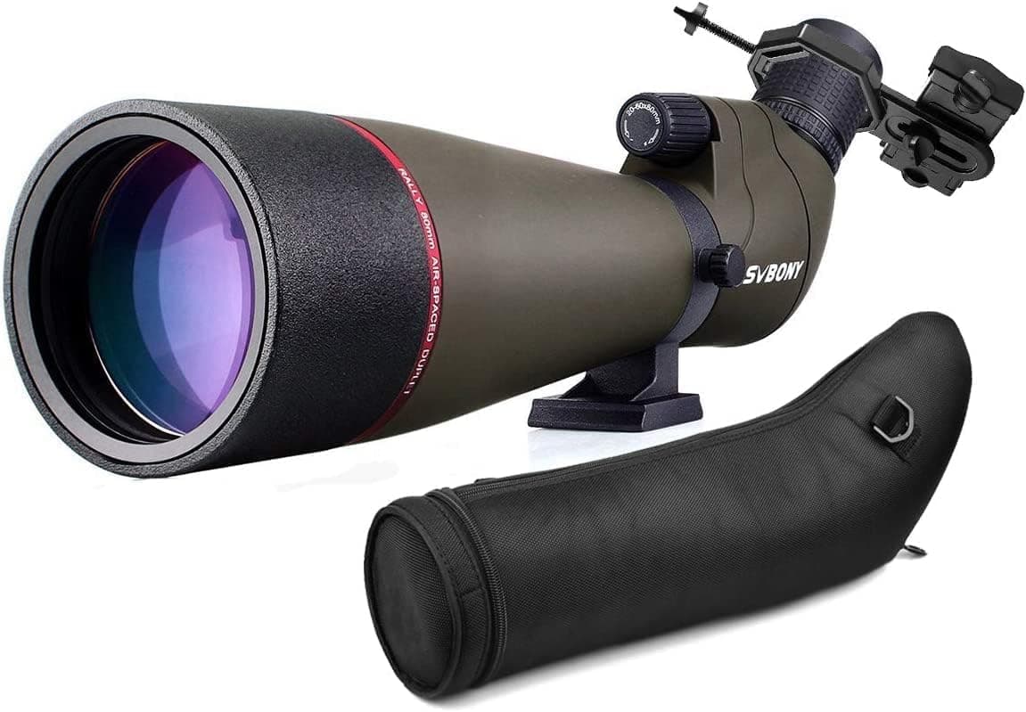 SVBONY SV13 20-60x80 Spotting Scope with Phone Adapter, HD BAK4 Angled Scope, IPX7 Waterproof, Carry Bag