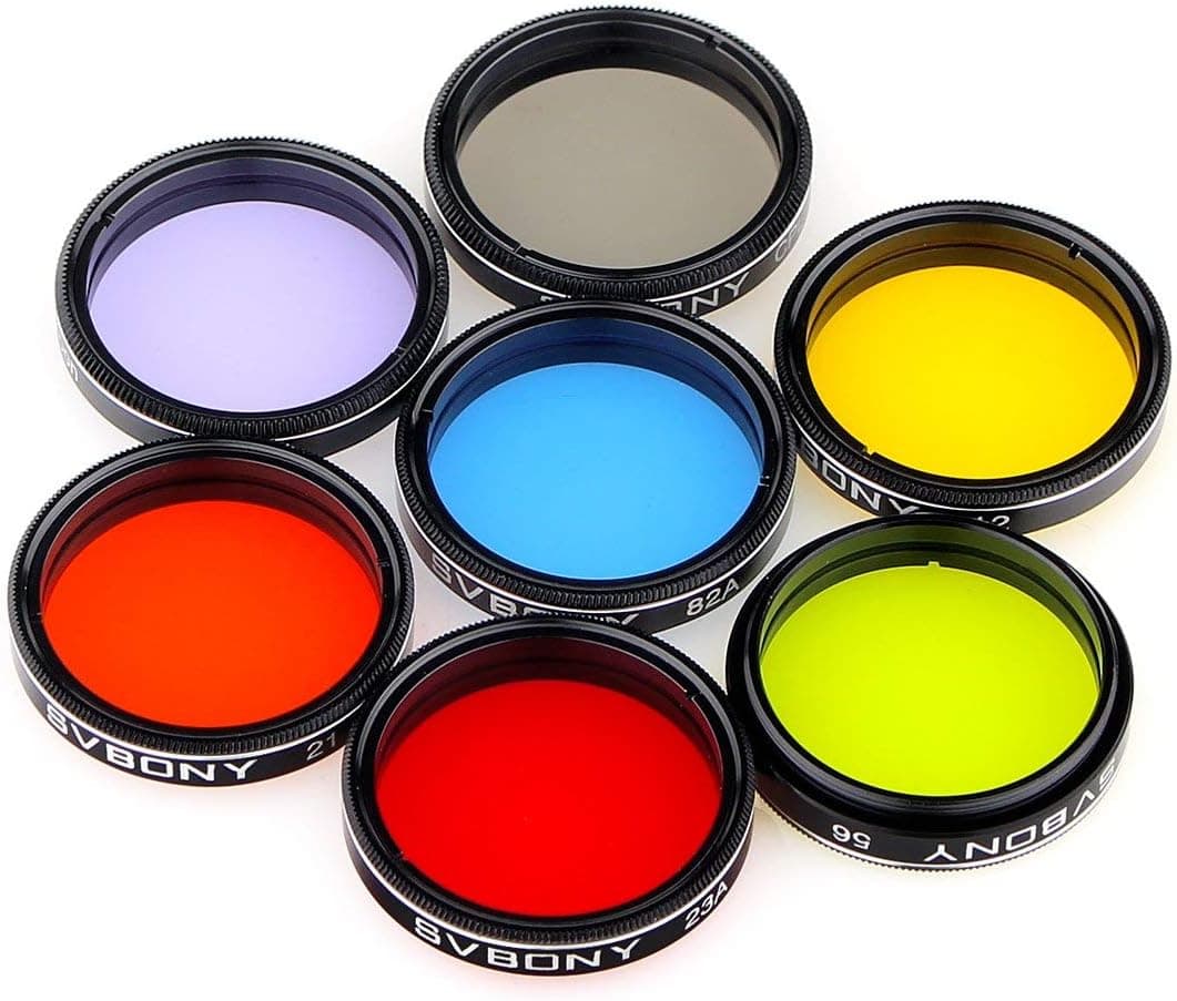 SVBONY Telescope Filters 1.25" Moon, CPL, Five Color Filter Kit (7PCS) Enhance Lunar Planetary Views and Contrast