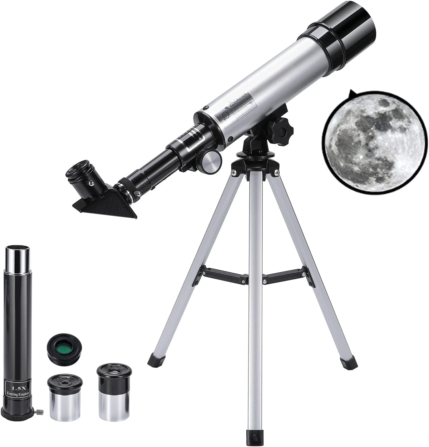 Merkmak Kids & Beginner Telescope, 50mm Aperture 360mm AZ Mount, 90X Refracting Telescope with Tripod