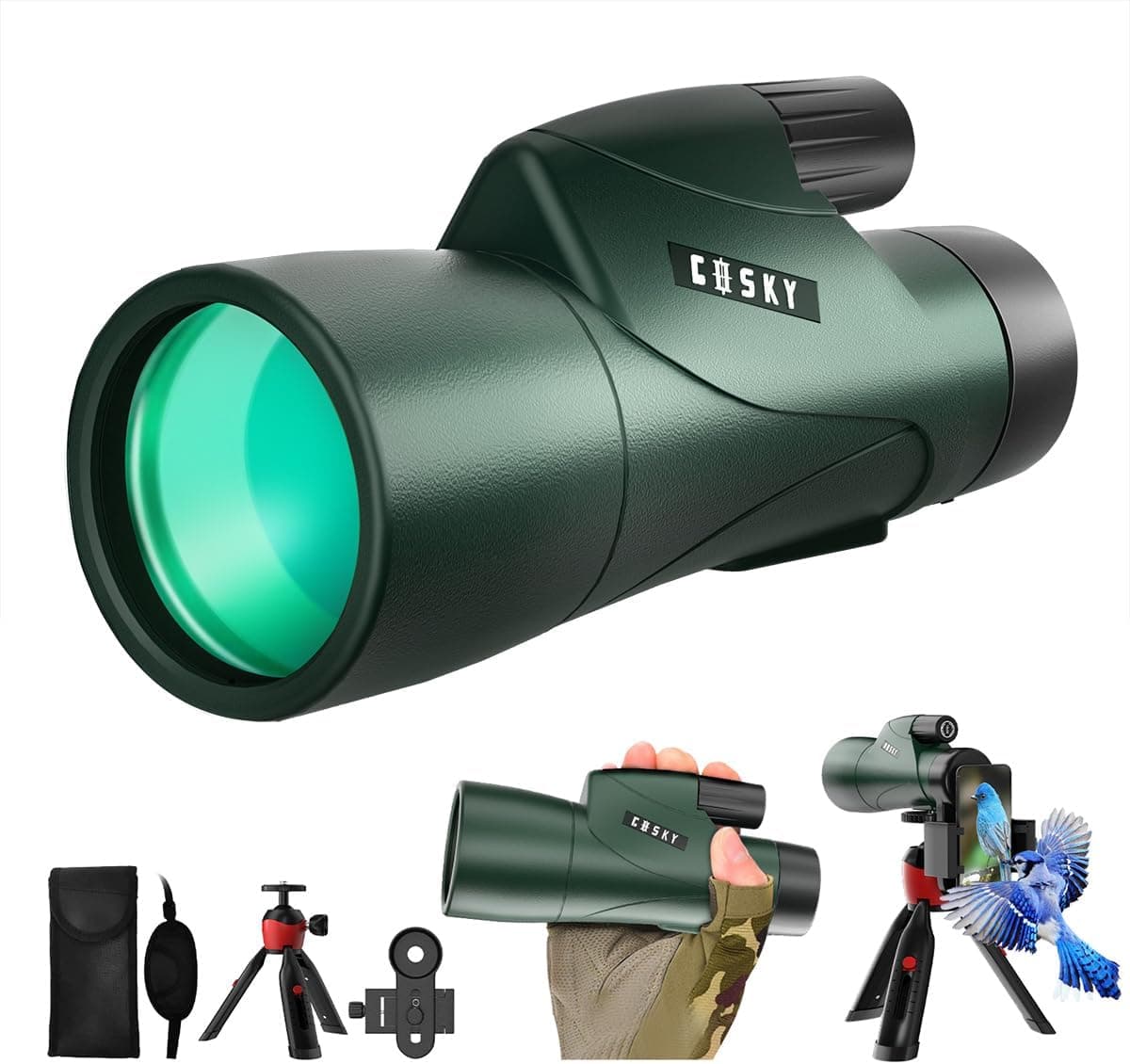 Gosky 12x55 HD Monocular Telescope with BAK4 Prism & FMC Lens, Lightweight with Smartphone Adapter