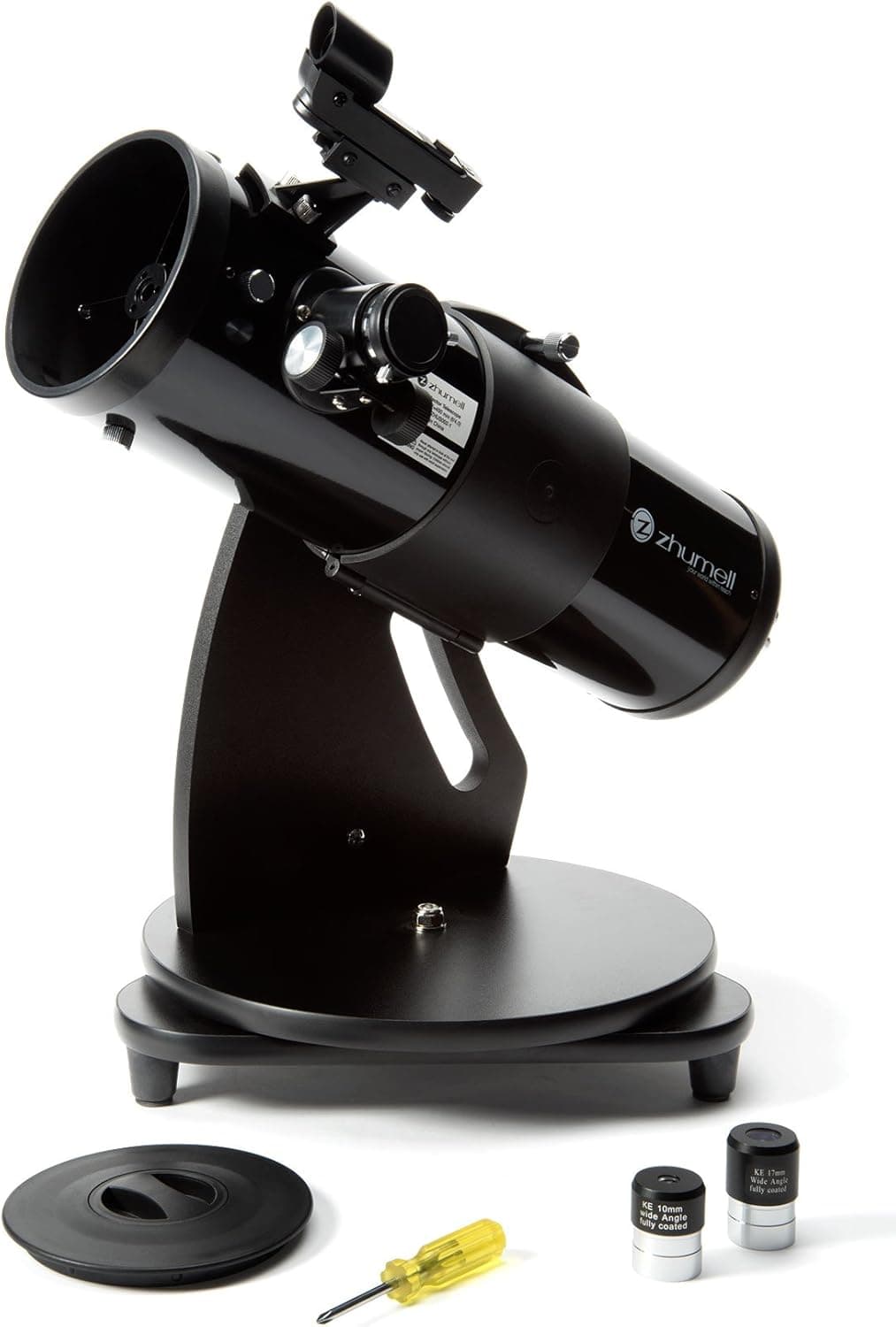 Zhumell Z114 Portable Altazimuth Reflector Telescope, 114mm Parabolic Mirror Tabletop Reflector Scope