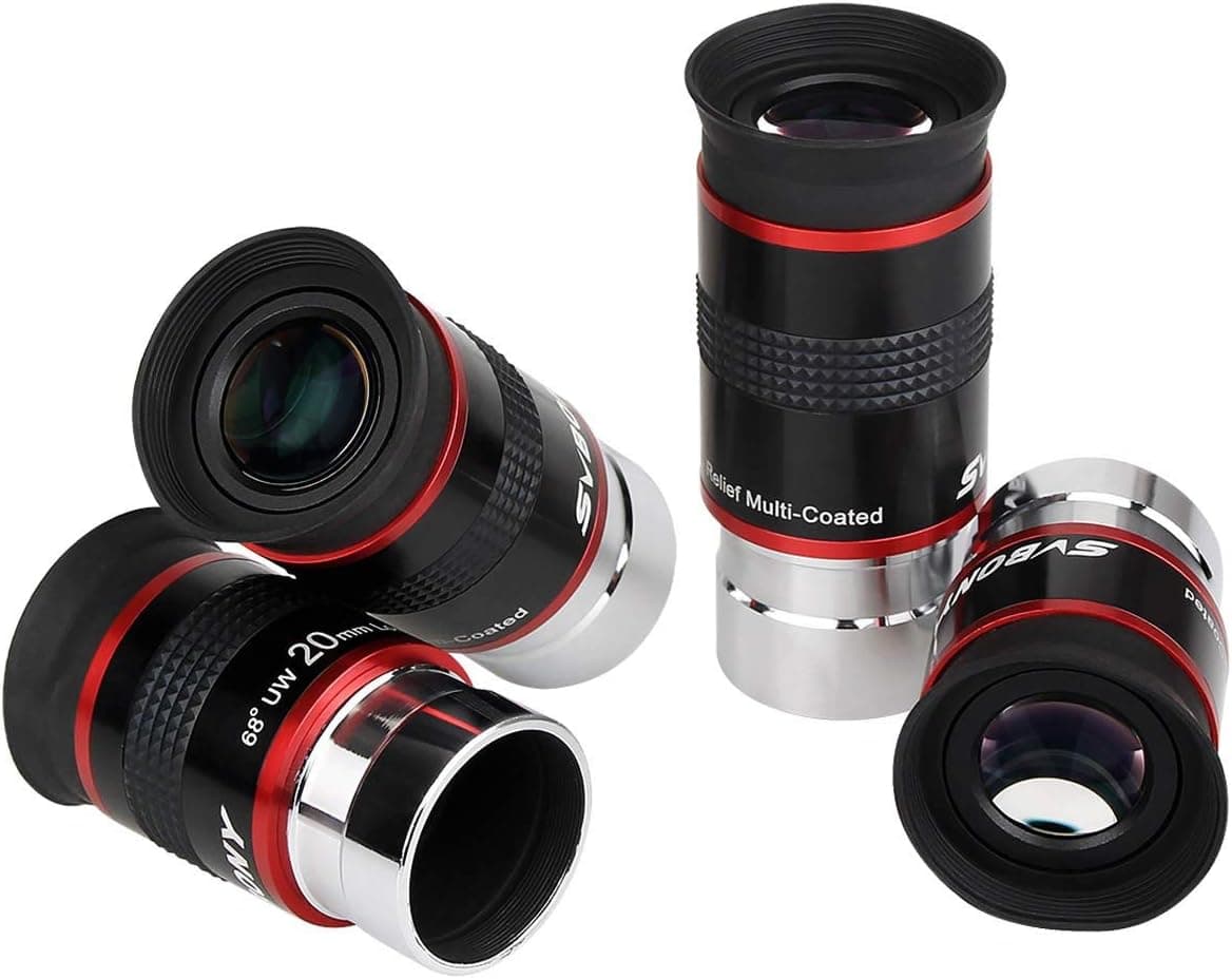 SVBONY FMC 1.25 inch 68 Degree Ultra Wide Angle Eyepiece Set 6mm 9mm 15mm 20mm