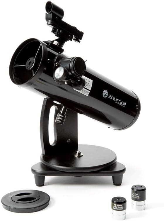 Zhumell Z100 Portable Altazimuth Reflector Telescope, 100mm Parabolic Primary Mirror Tabletop Scope