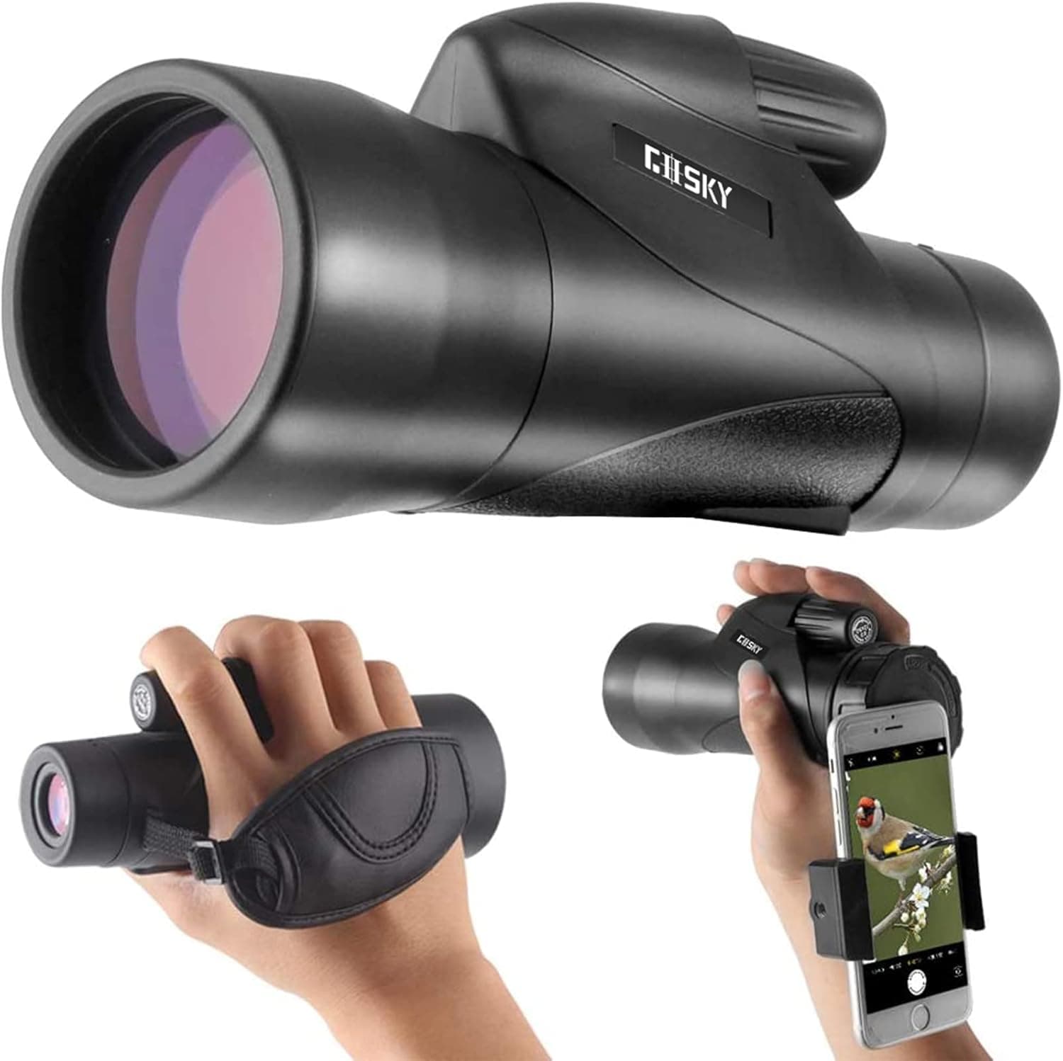 Gosky 12x50 ED Glass Monocular for Adult, Ultra HD Multi-Coated BAK4 Prism & Waterproof, 1250ED