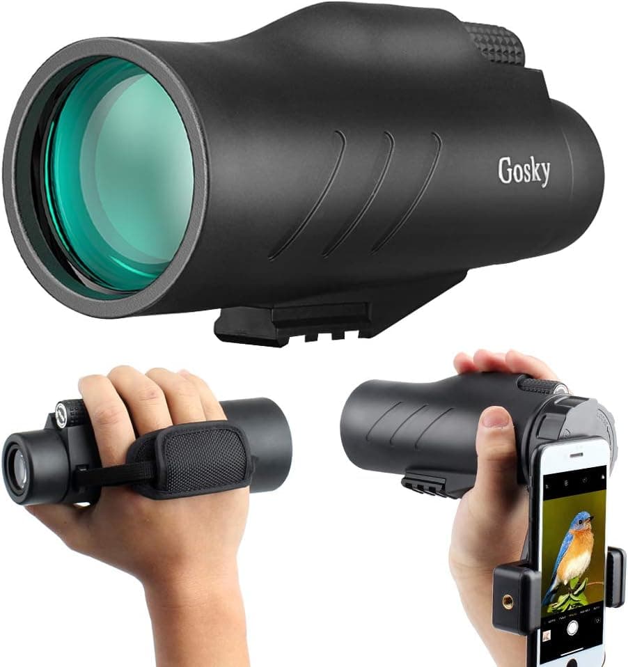 Gosky 12x50 Ultra HD Monocular with Scope Mounting Base Rifle Rail, Waterproof with Smartphone Holder