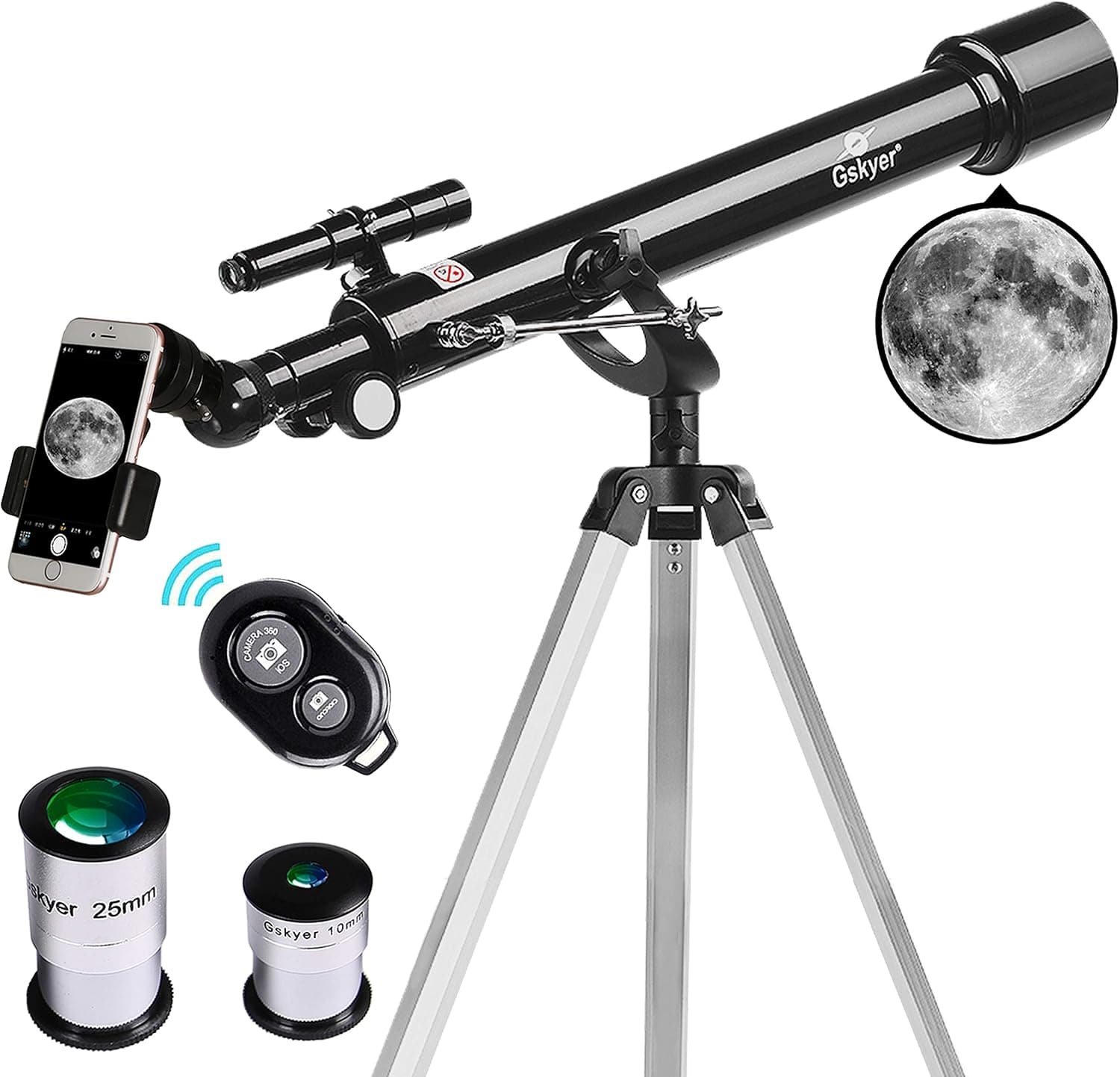 Gskyer Instruments Infinity 60mm AZ Refractor Telescope, German Technology Travel Scope for Beginners