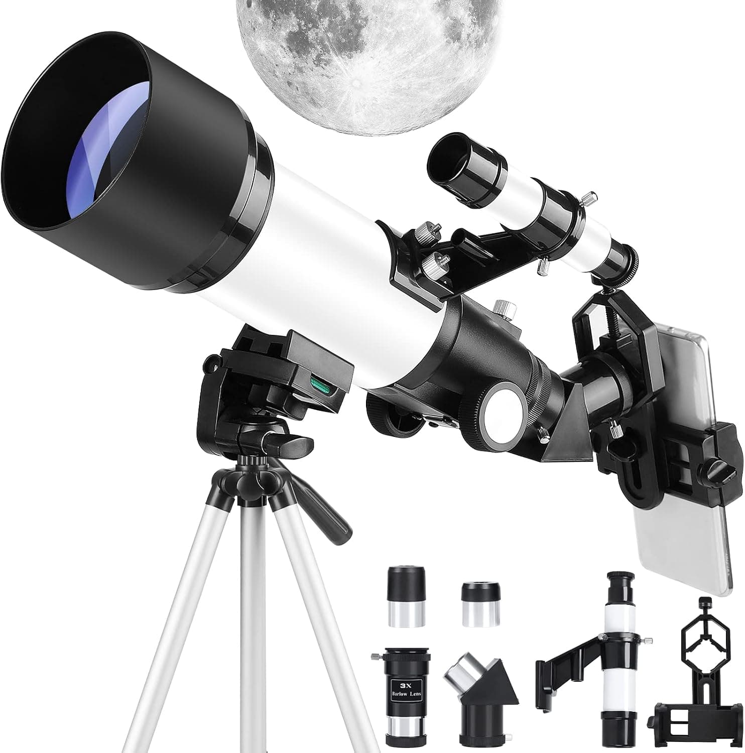 occer Telescopes for Adults Kids Beginners, 70mm Aperture 400mm FMC Optic Refractor with Adjustable Tripod