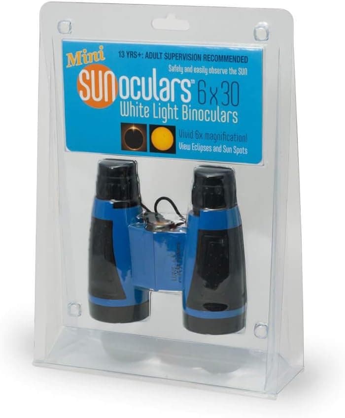 Lunt Solar Systems Blue 6x30 Sunoculars - Compact White Light Solar Binoculars for Safe Solar Viewing (Mini)