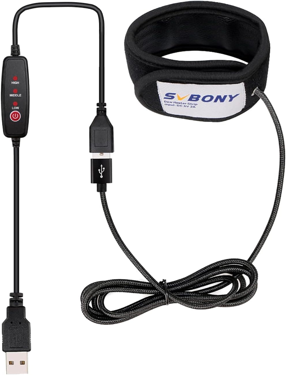 SVBONY SV172 Lens Heater Warmer Dew 240mm 3 Gear Regulator Temperature USB Dew Heater Strip