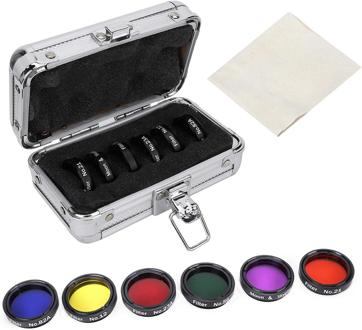 Telescope Eyepiece Filter Set, 6 pcs 1.25inch Colorful Telescope Filter Kit with Storage Box for Telescopes Eyepieces