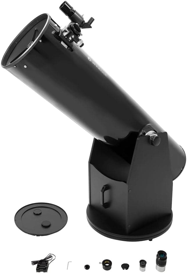Zhumell 12-inch Dobsonian Reflector Telescope, Large Aperture, Solid Base Construction with Carry Handle