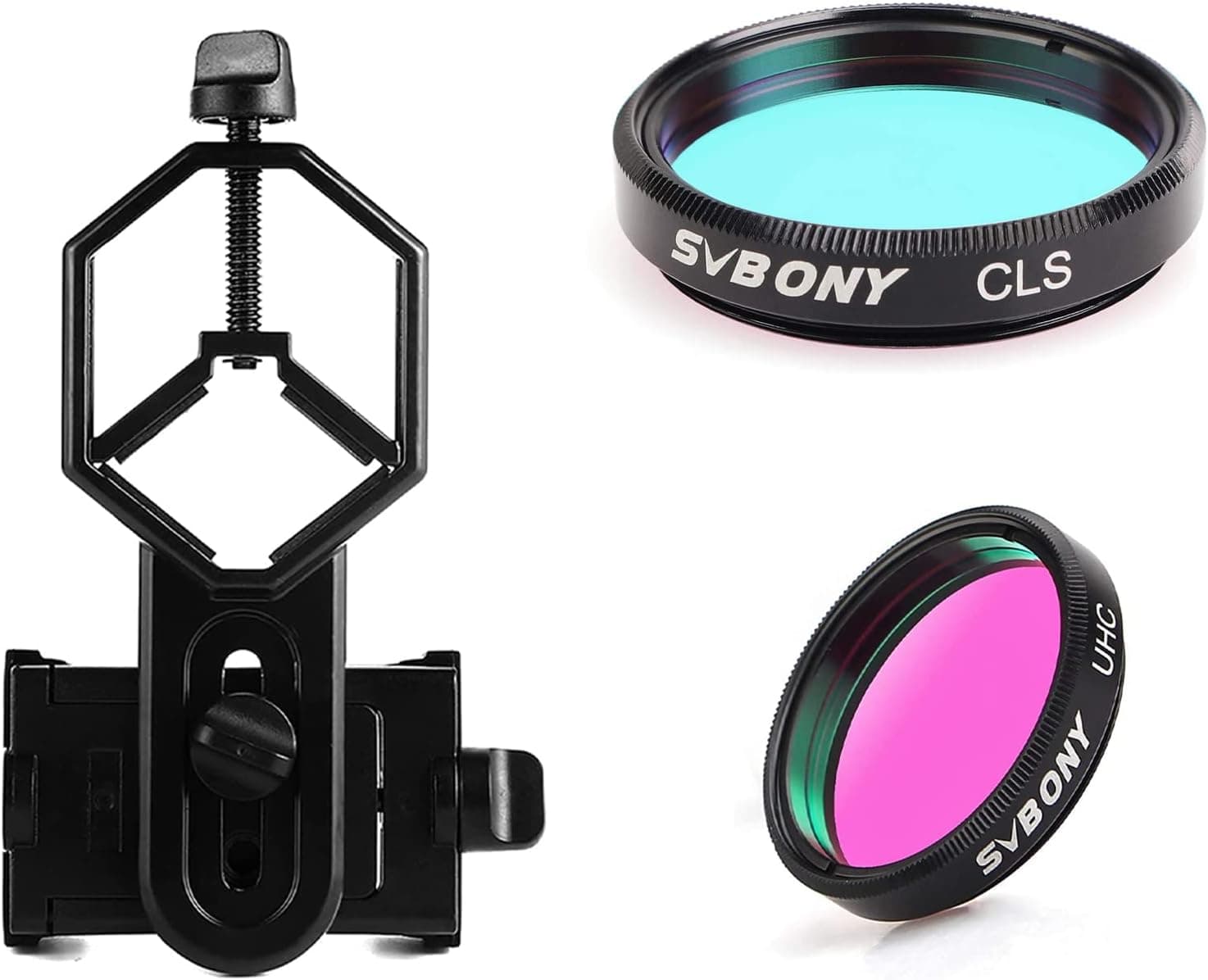 SVBONY Telescope Filter 1.25 inches CLS Filter Bundle with UHC Filter and Universal Cell Phone Adapter Mount