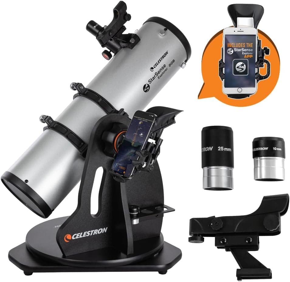 Celestron StarSense Explorer 130AZ App-Enabled Telescope, 130mm Tabletop Dobsonian with Smartphone Dock