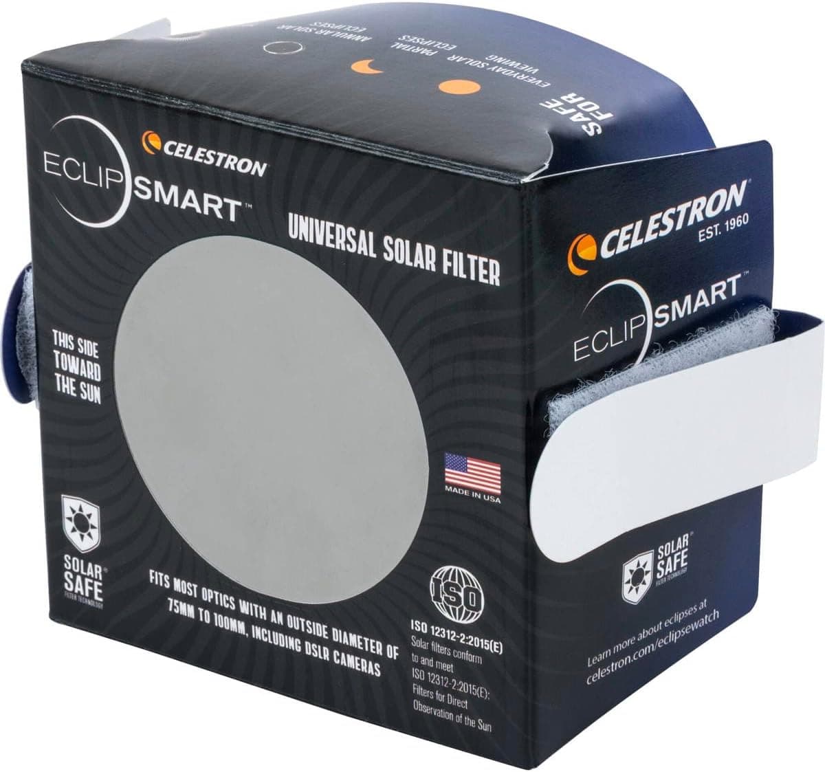 Celestron EclipSmart Safe Solar Eclipse Telescope and Camera Filter ISO 12312-2 Works with Telescope Spotting Scope DSLR