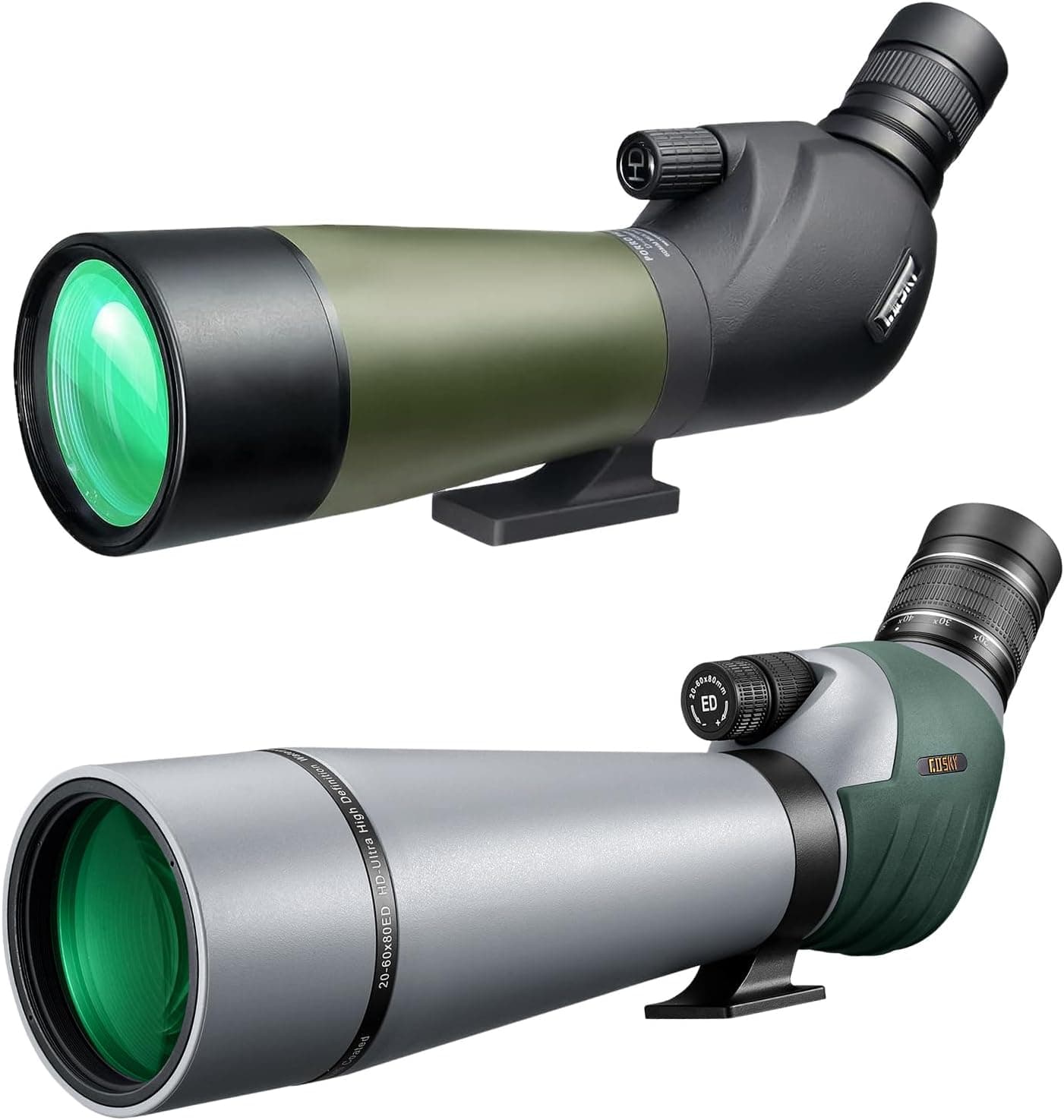 Gosky 20-60x60 HD Spotting Scope and 20-60x80 Dual Focusing ED for Bird Watching & Target Shooting