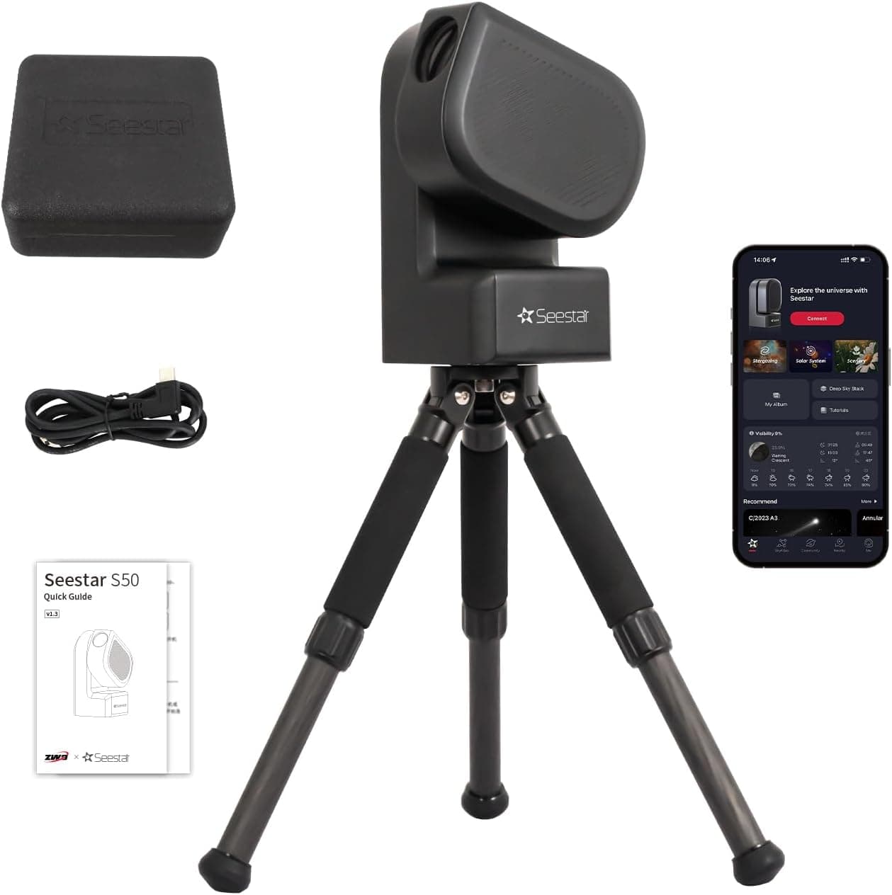 ZWO Seestar S50 Smart Digital Telescope All-in-One Autofocus Portable (Open Box Like-New)