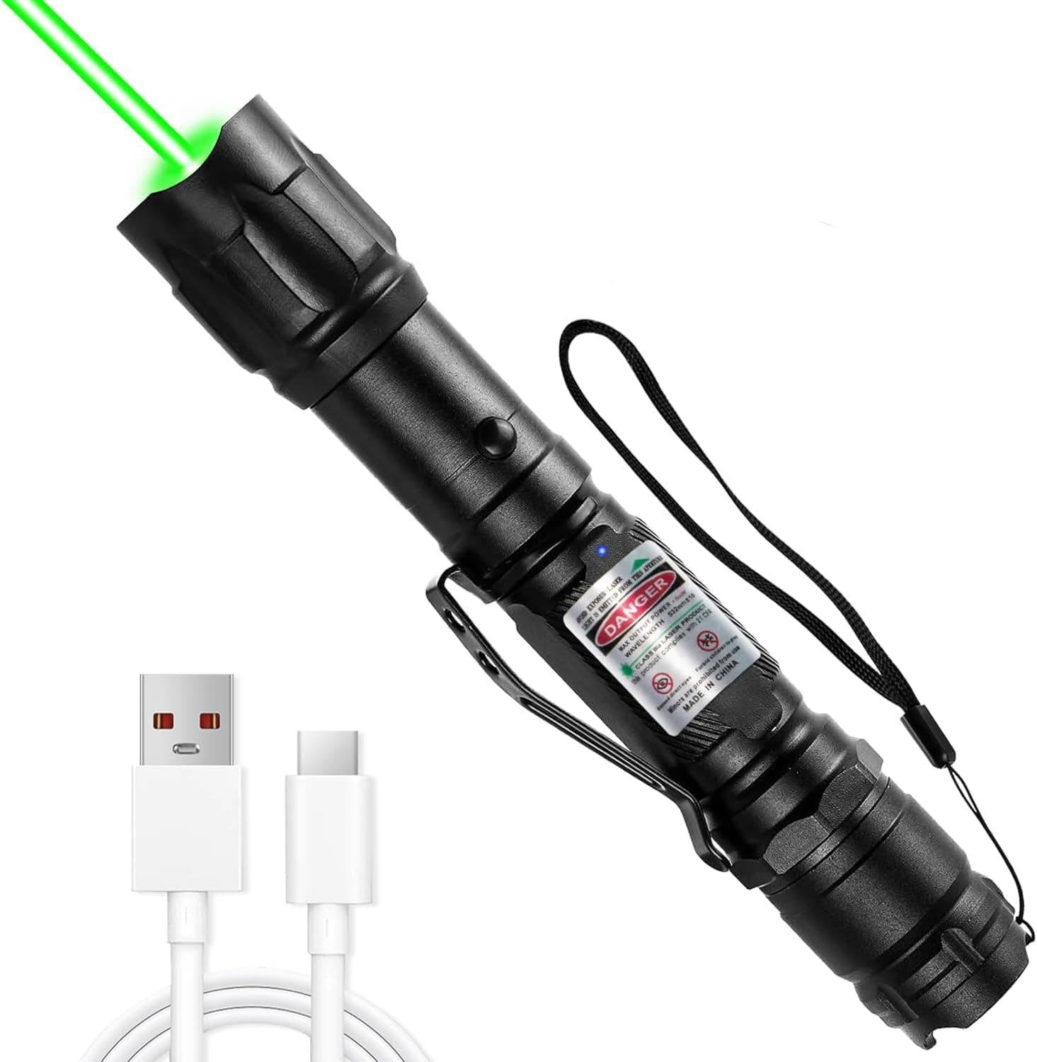 Rechargeable Green High Power Laser Pointer Long Range with Star Cap for Astronomy Outdoors Construction