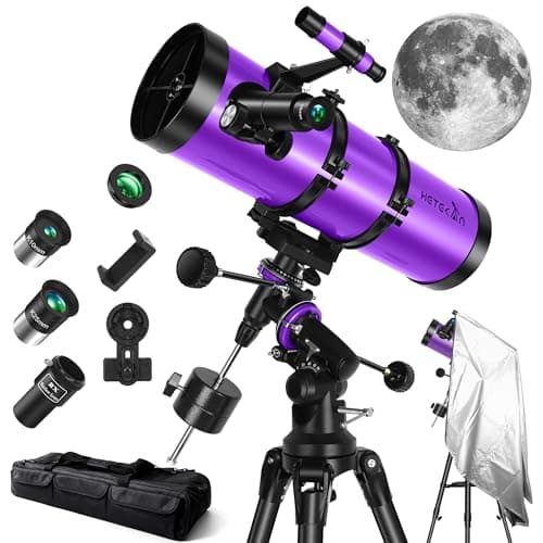 HETEKAN 150EQ Newtonian Reflector Telescopes for Adults with Dust Cover | High Powered, Professional Astronomy with Equatorial Mount, Phone Mount & Carrying Bag