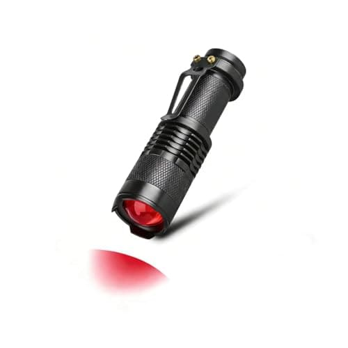 Low-Lumen Mini Red LED Flashlight, 625nm Wavelength Zoomable Soft Red Light Single Mode Torch, Night Vision Friendly for Stargazing Close-Range Reading & Star Chart Viewing (Battery Not Included)