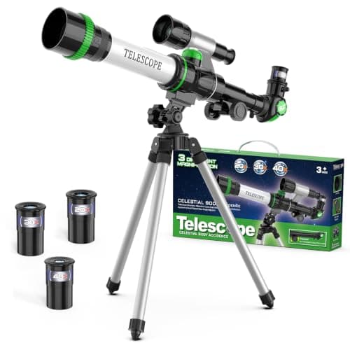 Telescope for Kids, Space Toys for Kids Includes Compass & 3 Eyepieces, Great Portable Telescope as Astronomy Gifts, Educational STEM Kit for Boys and Girls to See Moon