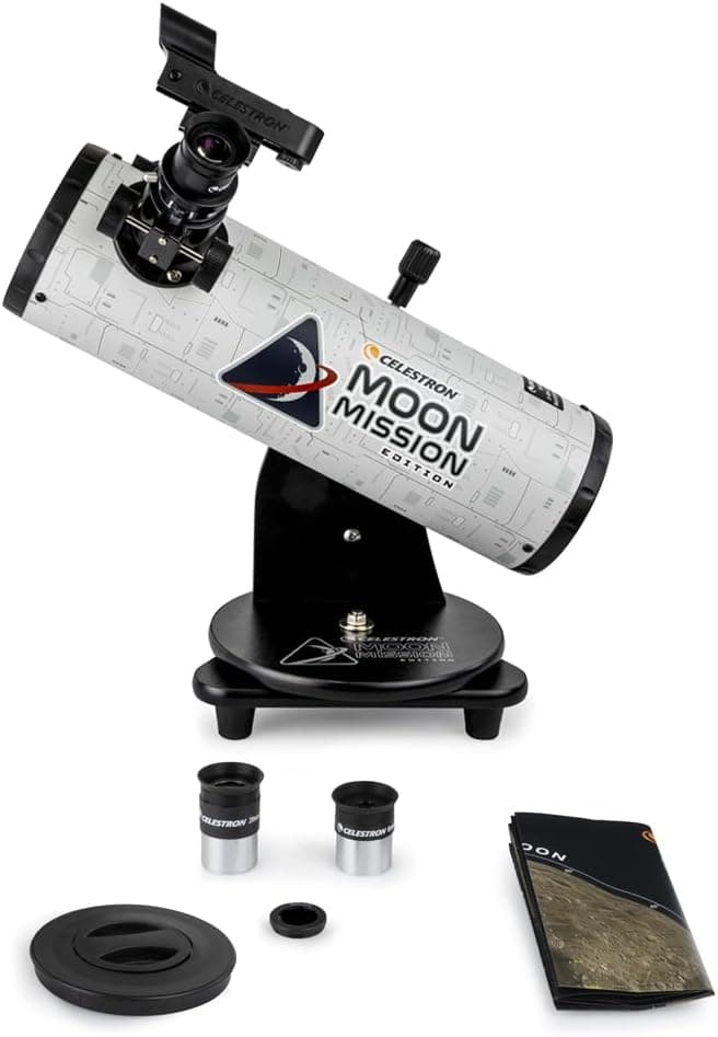 Celestron 100mm Moon Mission Telescope - Portable Tabletop Dobsonian Reflector, Beginner Friendly